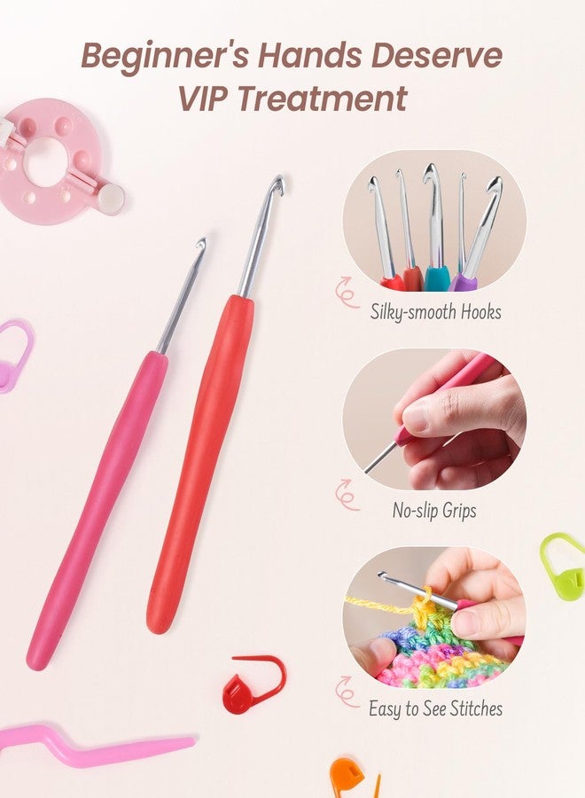 Mustry 59 Pcs Crochet Kit for Beginners Adults Kids, Knitting Supplies Set with Hooks, Yarn, Patterns, Tools & Storage Bag, Starter Complete Crocheting Accessories Gift Set for DIY Crafts, Home Décor - Image 4